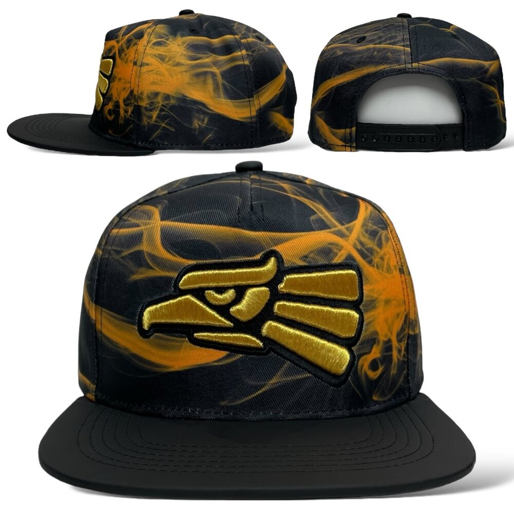 Hecho en Mexico Eagle Snapback Baseball Cap, Gold 3D Embroidery, Flat Brim